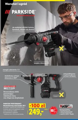 Akumulatorowy młot kombi Parkside Performance 20V promocja w Lidl