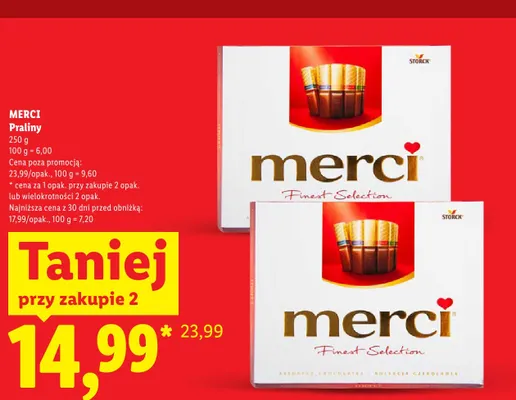 Praliny Merci Finest Selection promocja w Lidl