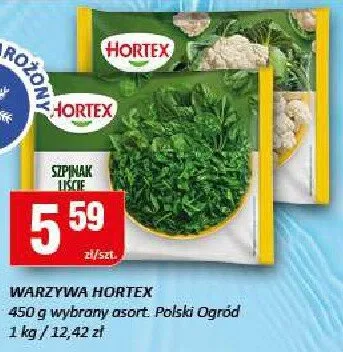 Warzywa szpinak, koperek Hortex promocja w Chorten