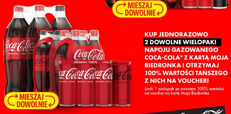 Napój gazowany Coca-Cola Zero Cukru 4-pak promocja w Biedronka