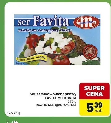 Ser sałatkowo-kanapkowy Favita Mlekovita 16% promocja w Carrefour Express