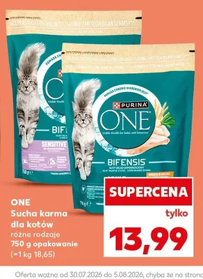 Sucha karma dla kotów Purina One Sensitive promocja w Kaufland