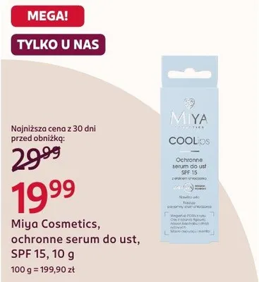 Ochronne serum do ust Miya Cosmetics SPF 15 promocja w Rossmann