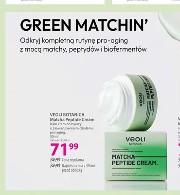 Lekki krem do twarzy o zaawansowanym działaniu pro-aging Matcha Peptide Cream Veoli Botanica promocja w Hebe