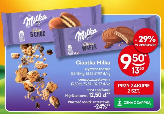Ciastka Milka wybrane rodzaje promocja w Żabka