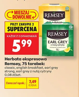 Herbata ekspresowa Remsey Earl Grey Strong promocja w Biedronka
