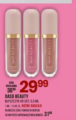 Błyszczyk do ust DASO BEAUTY promocja w Drogerie Natura