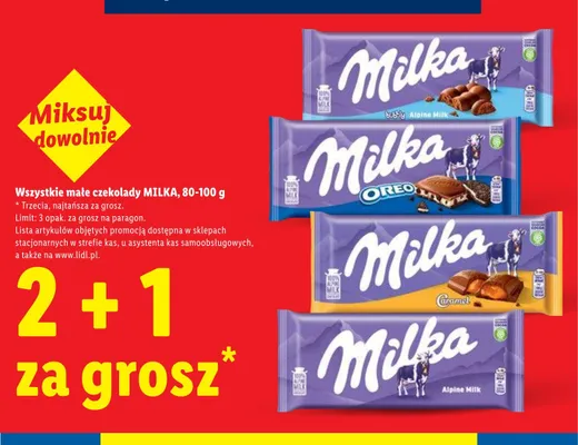 Małe czekolady Milka promocja w Lidl