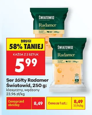 Ser żółty Radamer Światowid wędzony promocja w Biedronka