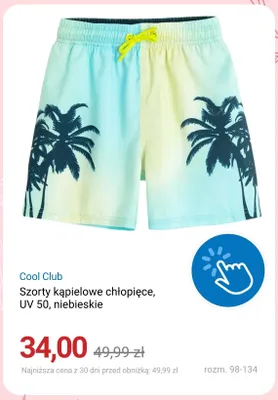 Szorty kąpielowe chłopięce Cool Club UV 50 niebieskie promocja w Smyk