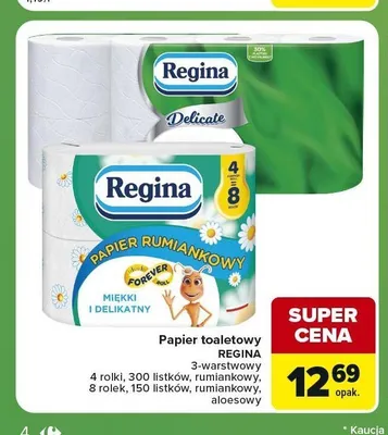 Papier toaletowy Regina rumiankowy 3-warstwowy 8 rolek promocja w Carrefour Express