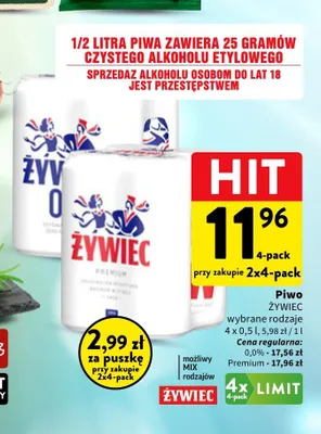 Piwo Żywiec Premium 4-pak 500 ml promocja w Intermarche