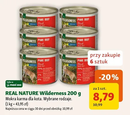 Mokra karma dla kota Real Nature Wilderness promocja w MAXI ZOO