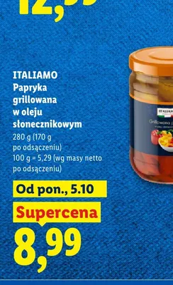 Papryka grillowana w oleju słonecznikowym Italiamo promocja w Lidl