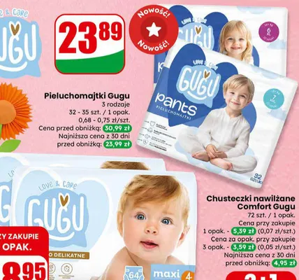 Chusteczki nawilżane Comfort Gugu promocja w Dino