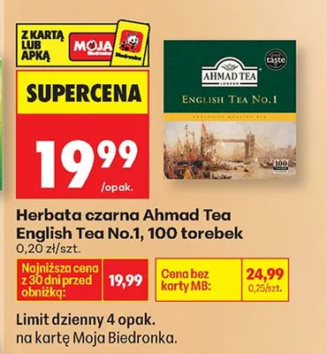 Herbata czarna Ahmad Tea English Tea No.1 promocja w Biedronka