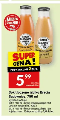Sok tłoczone jabłko z gruszką Bracia Sadownicy promocja w Twój Market