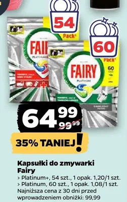 Kapsułki do zmywarki Platinum 60 szt. Fairy promocja w Netto