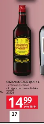 Wino czerwone Grzaniec Galicyjski słodkie promocja w Selgros