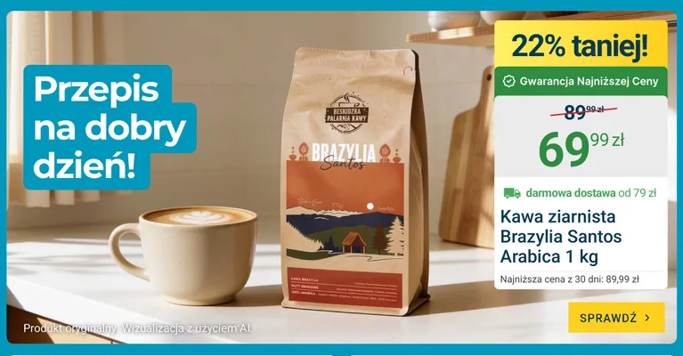 Kawa ziarnista Brazylia Santos Arabica Beskidzka Palarnia Kawy promocja w ERLI