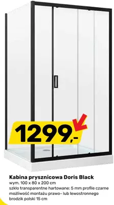 Kabina prysznicowa Doris Black promocja w Bricomarche