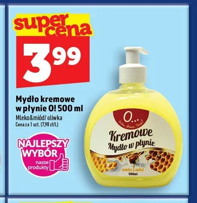Mydło kremowe w płynie O! Mleko & Miód promocja w TOPAZ