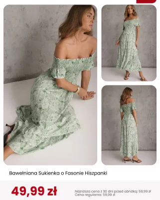 Sukienka bawełniana o fasonie hiszpanki Renee promocja w Renee