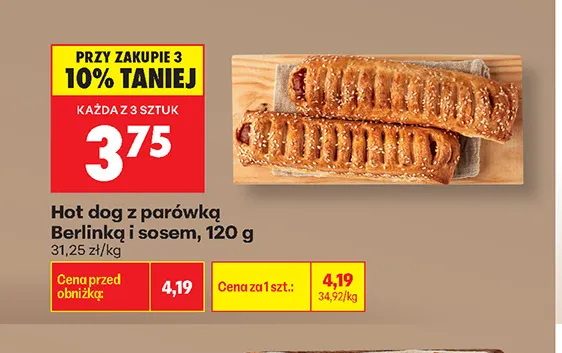 Hot dog z parówką Berlinką i sosem promocja w Biedronka