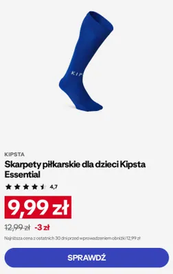 Skarpety piłkarskie dla dzieci Kipsta Essential promocja w Decathlon