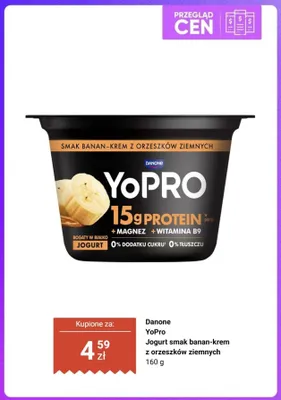 Jogurt Danone YoPro smak banan-krem z orzeszków ziemnych promocja w Biedronka