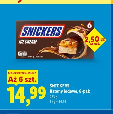 Batony lodowe Snickers promocja w Lidl