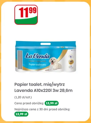 Papier toaletowy miękki i wytrzymały La Venda 10-pak 3-warstwowy 28,6 m promocja w Dino