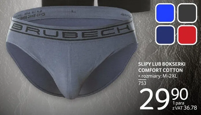 Slipy lub bokserki comfort cotton BRUBECK, rozmiary M-2XL promocja w Selgros