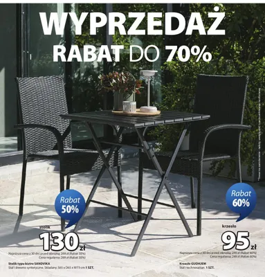 Stolik typu bistro SANDVIKA stal i drewno syntetyczne składany S65xD65xW73cm promocja w Jysk