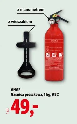 Gaśnica proszkowa Abc Anaf z manometrem i wieszakiem promocja w Lidl