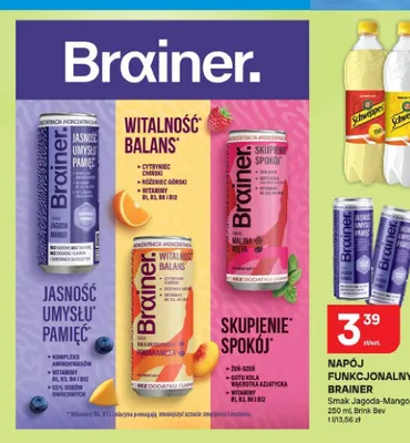 Napój funkcjonalny Brainer smak malina-mięta promocja w Chorten