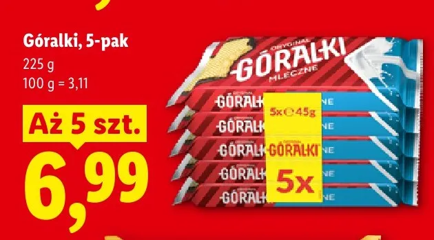 Wafle Góralki Mleczne 5-pak promocja w Lidl