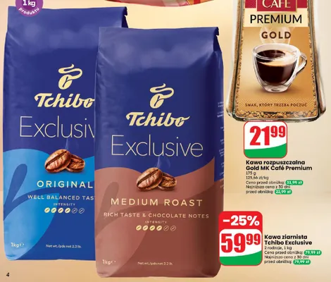 Kawa ziarnista Tchibo Exclusive Original promocja w Dino
