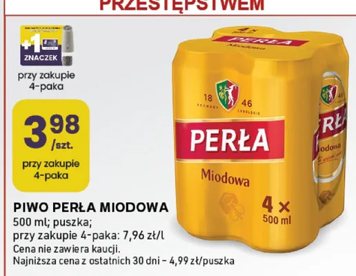 Piwo miodowa puszka promocja w Stokrotka