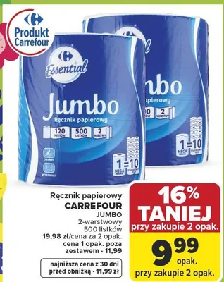 Ręcznik papierowy Jumbo promocja w Carrefour
