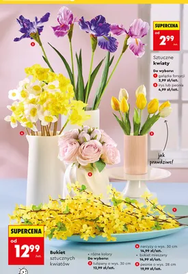 Bukiet sztucznych kwiatów tulipany o wys. 30 cm promocja w Biedronka