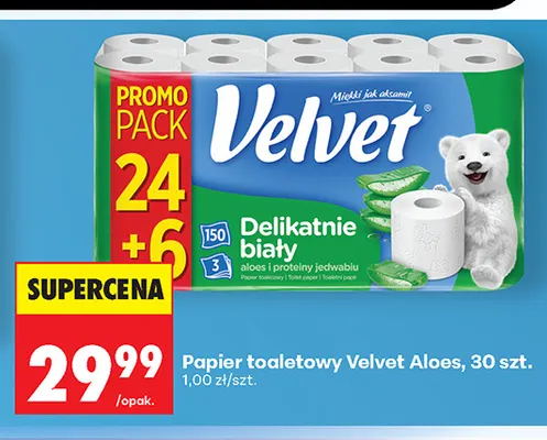 Papier toaletowy Velvet Aloes promocja w Biedronka