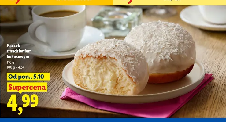 Pączek z nadzieniem kokosowym promocja w Lidl