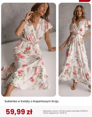 Sukienka w kwiaty o kopertowym kroju Renee promocja w Renee