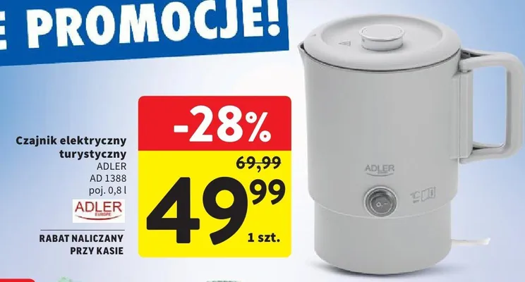 Czajnik elektryczny turystyczny ADLER AD 1388 0,8l promocja w Intermarche