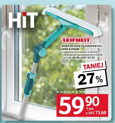 Myjka do szyb teleskopowych Wind & Frame Leifheit promocja w Selgros