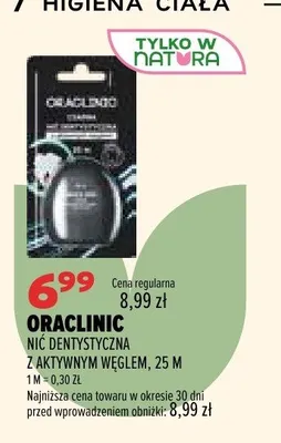 Nić dentystyczna Oraclinic z aktywnym węglem promocja w Drogerie Natura