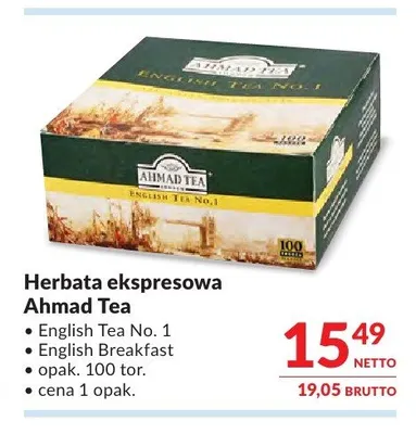 Herbata ekspresowa Ahmad Tea promocja w Makro