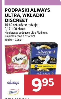 Podpaski Always Ultra promocja w Stokrotka