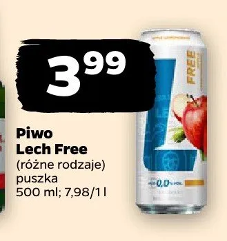 Piwo Lech Free różne rodzaje puszka promocja w Netto